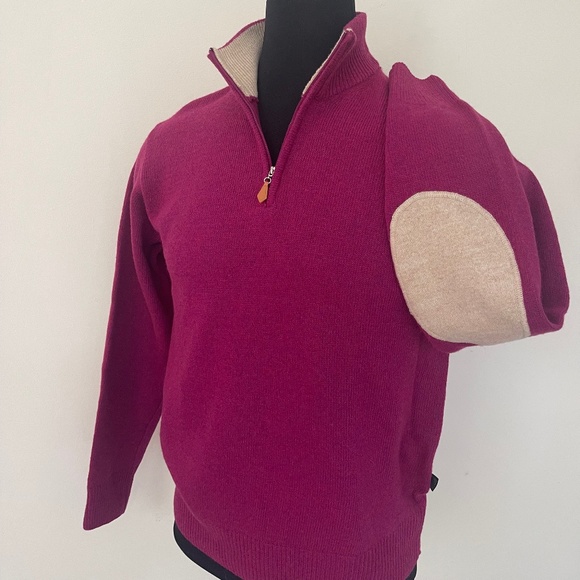 New Hugo Boss Sweater Half Zip Burgundy Red Wool Pullover